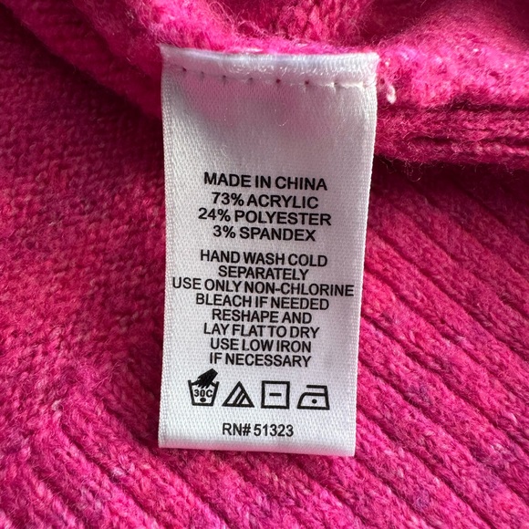 CeCe Balloon Sleeve Sweater Pink Floral Applique Lightweight Knit Top M - Picture 6 of 6